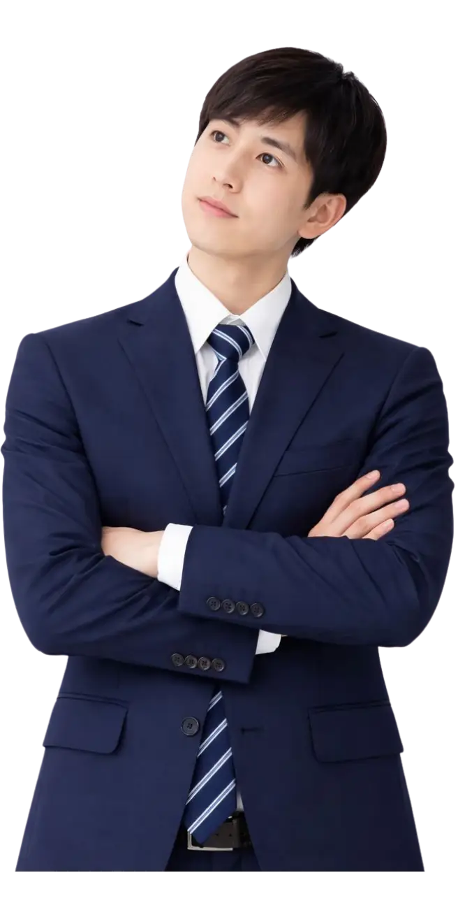 人差し指を顎に当て、考え事をしている女性